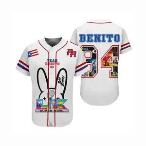 Team Benito 94 Puerto Rico Unisex Baseball Jersey, 90s Vintage Style Casual Sportswear for Couples