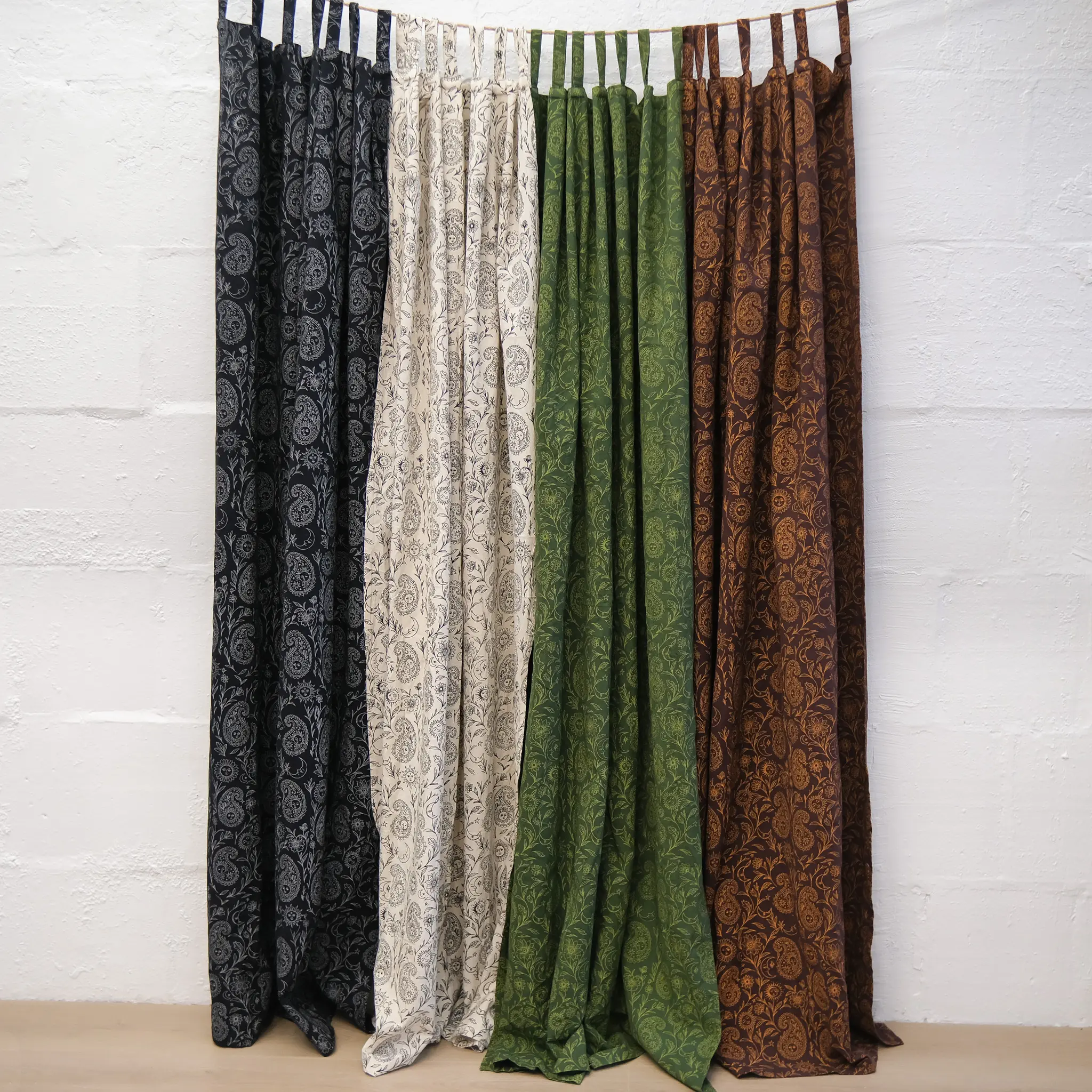 Boho Paisley Cotton Curtain Panel, Handmade Hippie Window Decor, Earthy Home Decor
