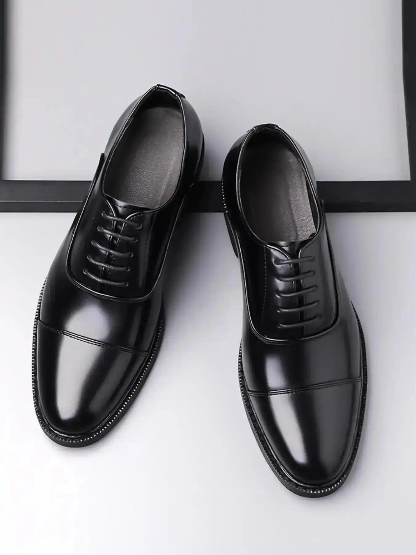 Men's Luxury Business Leather Shoes, Business Style Shoes, Daily Office Shoes, Elegant Lace-Up Formal Wedding Shoes, Casual Work Party Meeting Wear, All Season Microfiber Upper, Breathable, Lightweight