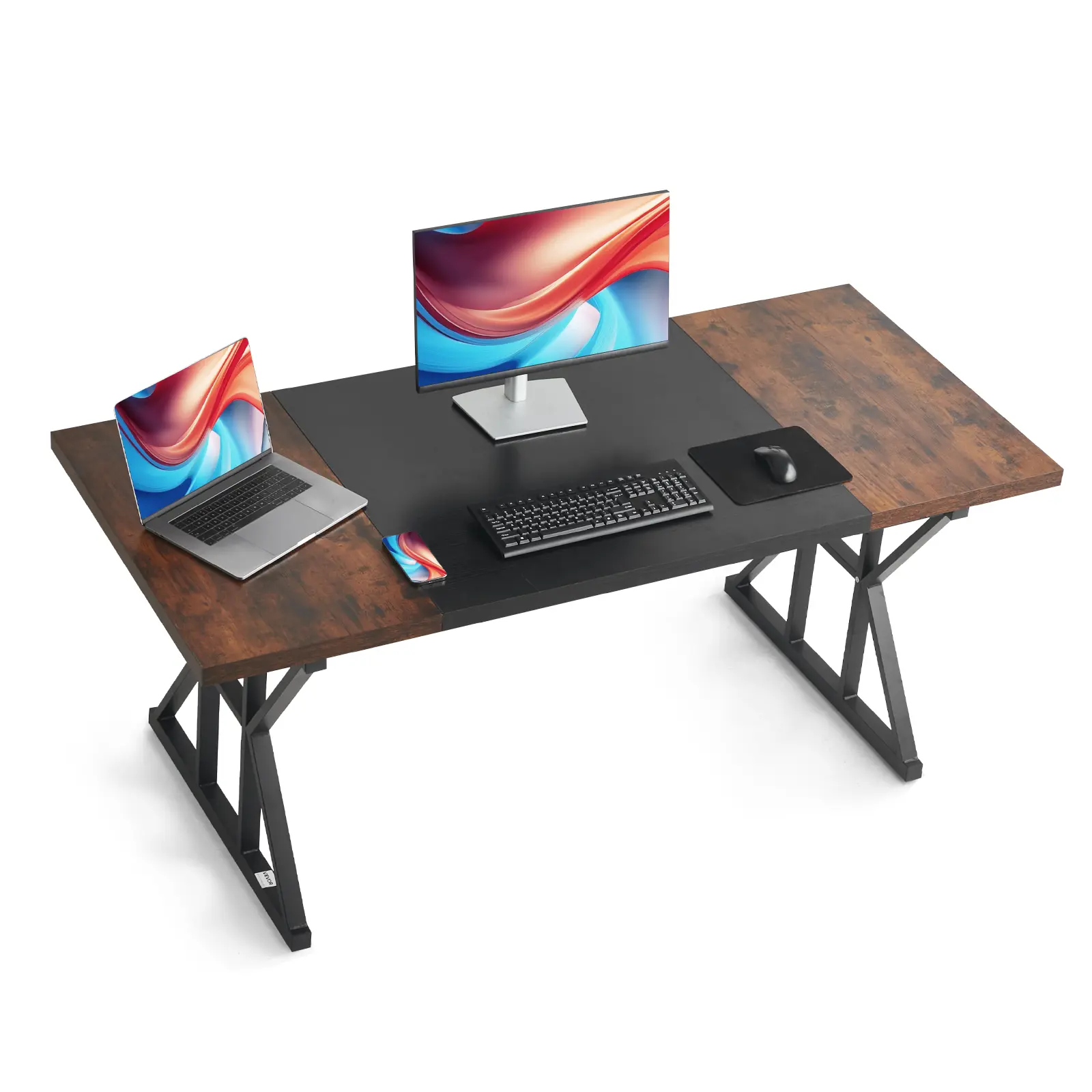 【SummerFinds】VEVOR Wooden Executive Desk, 70.9x31.5in Computer Working Desk, Multi Functional Home Office PC Workstation, Modern Simple Wood Laptop Study Writing Table with Metal Frame, Rustic Brown & Black Commercial Office Furniture, Comfortable Desk