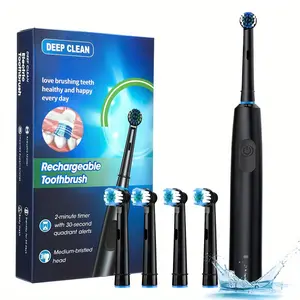 Intelligent Electric Toothbrush, Adult Rotating Fully Automatic Teeth Cleaner, 5 Modes Rechargeable Toothbrushes with 4 Replacement Soft Brush Heads for Male And FemaleStudents