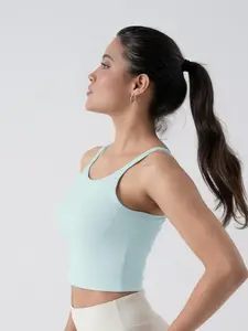 Women's Ribbed Short Crop Tank Top with Padding, Ideal for Yoga, Gym and Casual, Stylish and Comfortable Wear