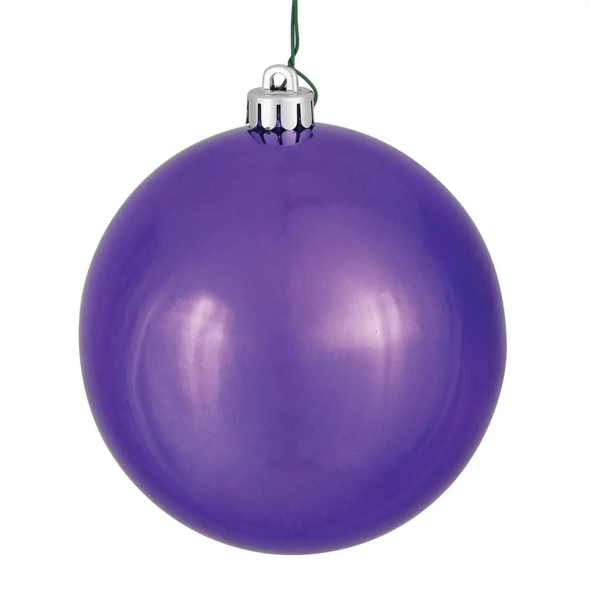 212 MAIN 4-Piece Bag of 6 in. Shiny Round Plum UV-Drilled Plastic Christmas Ornament Balls, Home Ornaments for Festive Home Decor