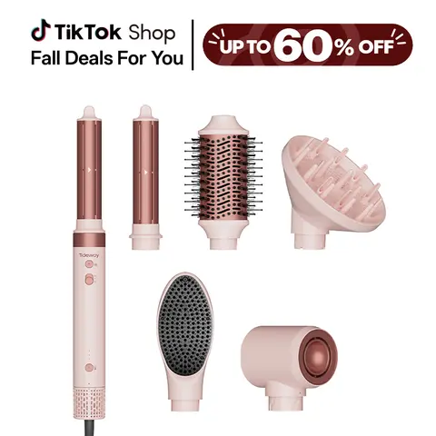 Tideway Prowaver 6-in-1 Ionic Hot Air Styler Wrap - Hair Styling Tool with Auto-Wrap Curlers, Blow Dryer Brush, Thermal Blowout Brush, Dual Voltage (100-240V) Global Appliance, Travel Bag, Frizz-Fighting for Frizzy Hair, Curling & Volume Boost techvibes