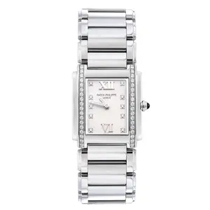 Patek Philippe Twenty~4 4910/10A-011 Quartz Stainless Steel Factory Diamond Bezel White Dial with Diamond Hour Markers Ladies Watch WHP042502