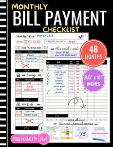 Monthly Bill Payment Checklist: Bill Tracker Notebook, A 48-Month Plan for Effective Money Management with great money saving tips | Best ways to save money