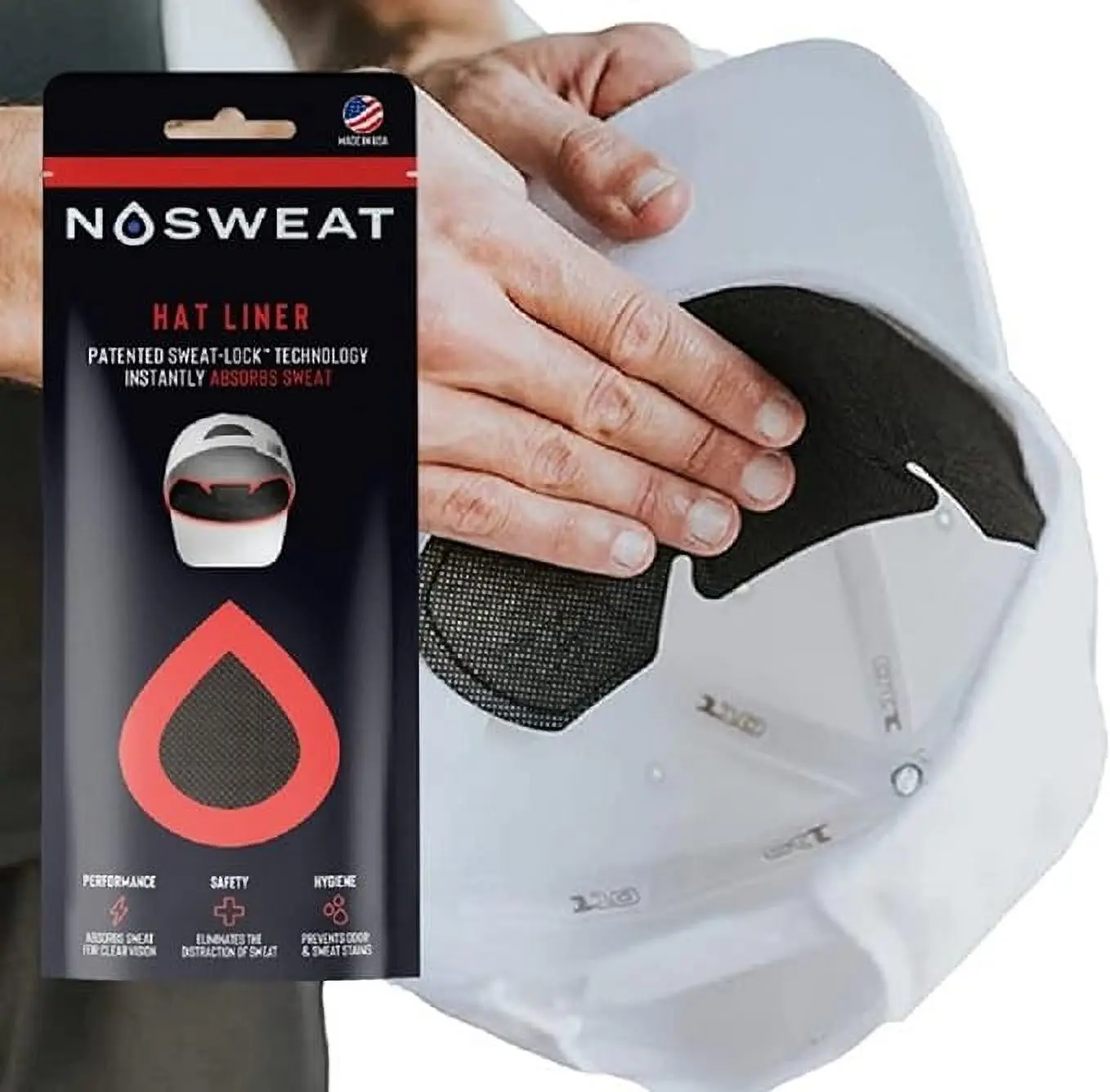 NoSweat Hat Sweat Liner - Patented SweatLock Technology, Lightweight Design, 50 Pack for Golfing, Hypoallergenic, Instantly Absorbs Hat Sweat