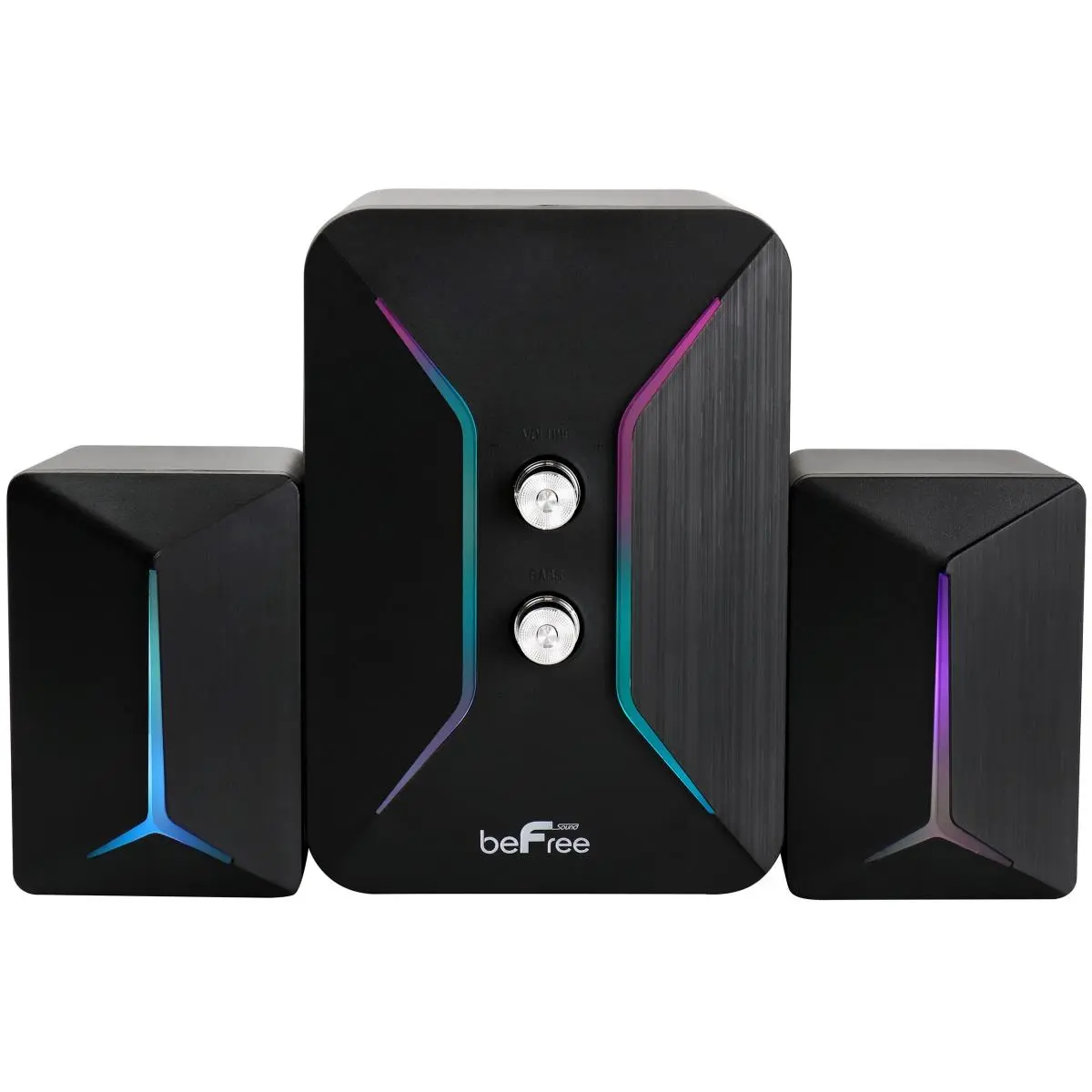 212 MAIN 2.1 Compact Computer Gaming Speaker System - Colorful LED Lights, Matt Finish, Stereo Sound, Aux Input, Dual Audio Device