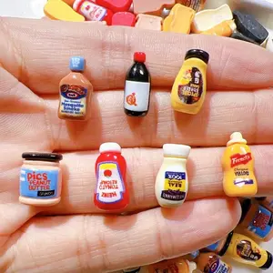 14Counts Miniature Sauce & Condiment Models - Adorable DIY Craft Decor, Play Kitchen Accessories for Phones/Frames/Fridges/Journals (Includes Ketchup/Mustard/Mayo/Soy/BBQ/Syrup/Salad Dressing) - Handmade Mini Food Replicas, Play Set