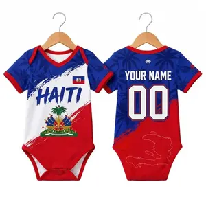 Personalized Haiti# Soccer Bodysuit, Custom Name Number Infant Football Jersey, Football Outfit