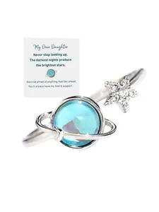 To My Daughter Gift Star & Moon Rotatable Ring for Stress Relief Fidget Ring Inspirational Trauma Ring for Anxiety Relief With Free Gift Card