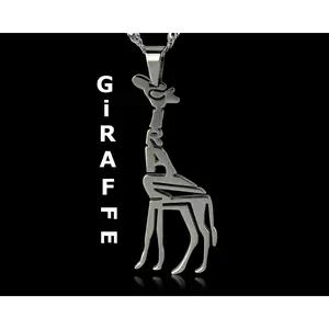 Stainless Steel Giraffe Animal Theme Pendant Necklace, Creative Fashion Costume Jewelry Accessory, Animal Theme Necklaces