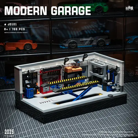 763-Piece Modern Garage Model Building Kit - Exclusive Black Friday Limited Stock, BPA-Free, Realistic Car Repair Lift, Tool Wall, Drills, Mini Wrenches, Display-Ready Workshop, Immersive Play Unisex Toy for 6+ Year-Old Car Enthusiasts, Birthday Gift