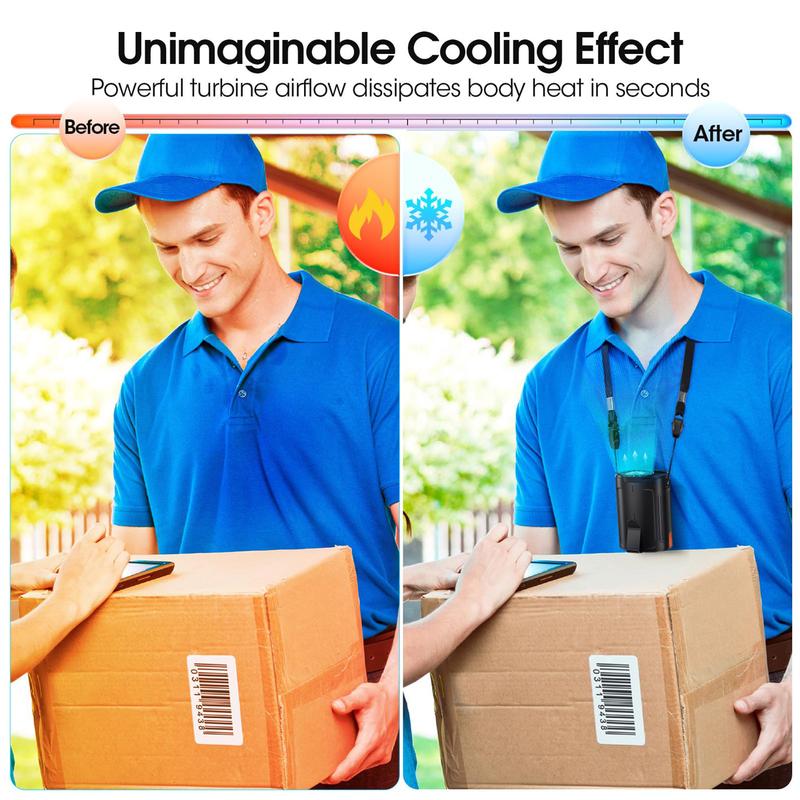 Portable Waist Fan with Dual Clip up to 25 H 4 Speeds 6600 RPM Gale-Force Airflow Wearable Belt Fan Neck Fan for Sport Outdoor Jobsite Traveling