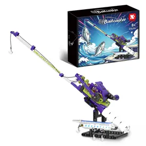 Plavio 235PCS Space Ranger Building Block Fishing Rod Set for Kids, Purple & Green Mechanical Toy Pole with Working Reel & Lure, STEM Gift for Boys/Girls Ages 6-12 outdoorfun,Father's Day Gift