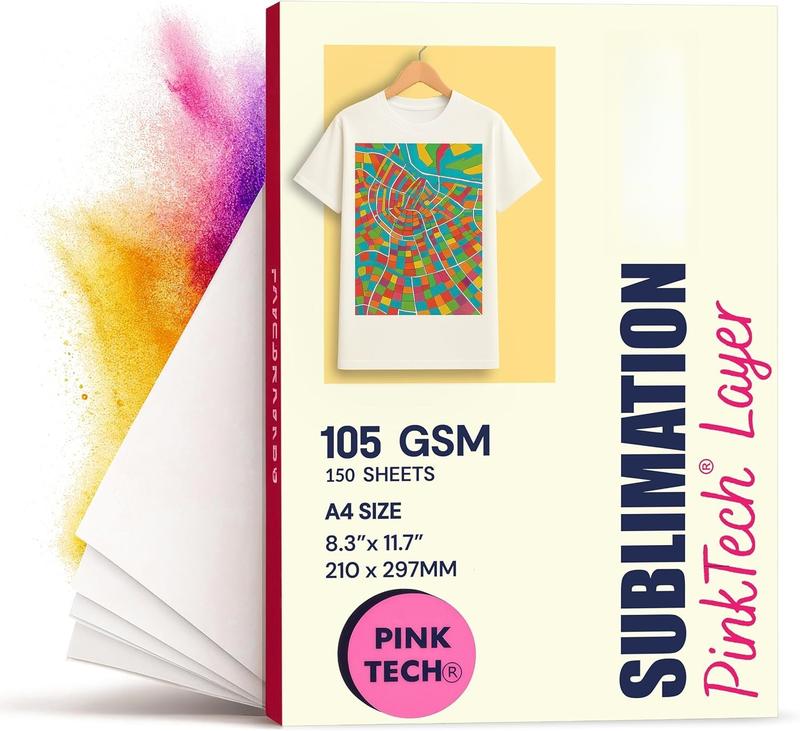 Sublimation  105gsm A4 Size (8.3" x 11.7")  150 Sheets | Works With Sublimation Ink & Blanks | Compatible With Sublimation Printers | T-Shirts, Mugs, Tumblers and More