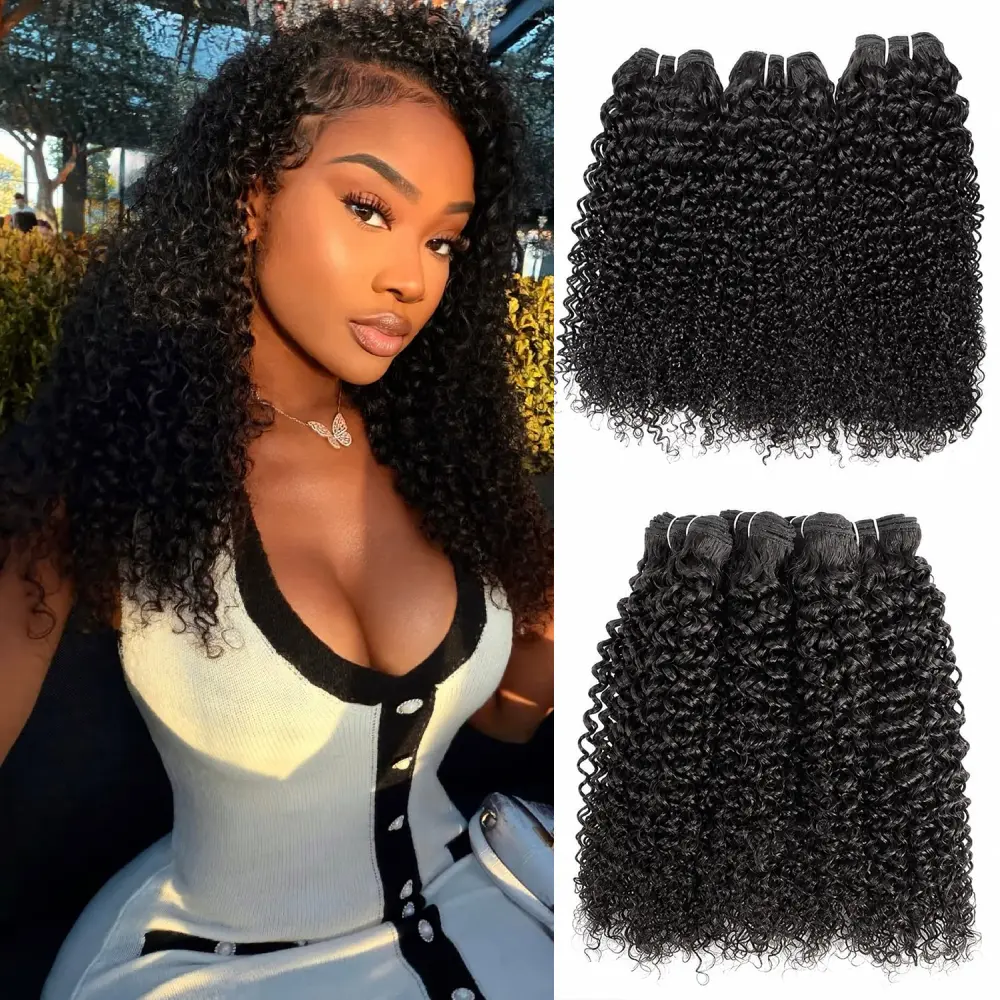 Mongolian Afro Kinky Curly Bundles Human Hair Natural Color | 4B 4C Afro Kinky Curly Human Hair Bundles,Unprocessed Virgin Hair,Weave Weft Hair Extensions for Black Women