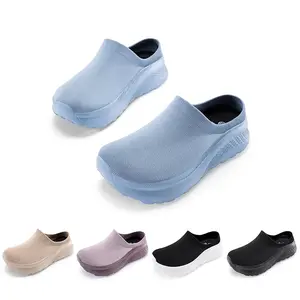 Lightweight Women's Mules – Backless Slip On Knit Shoes, Non Slip Thick Sole for Summer Travel & Casual Outings Girl Footwear Breathable flats