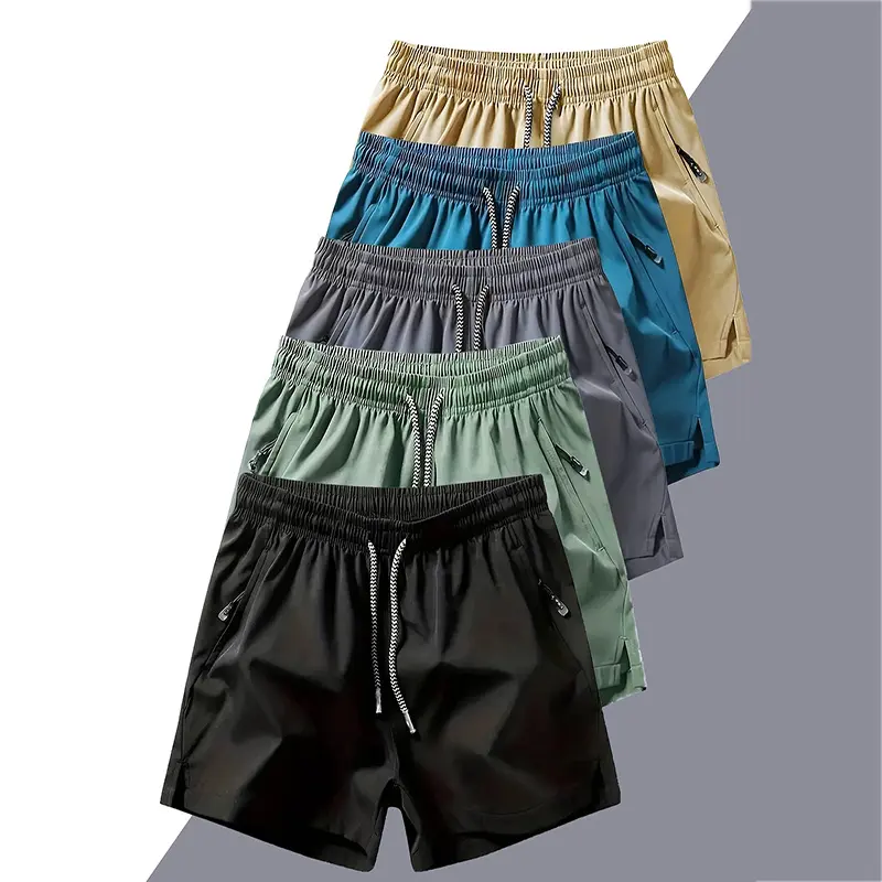 Men's 5-Piece Bottoms Set - Mid-Waist Plain Straight Pants, Summer Lightweight Quick-Drying Casual Sports Jogging Shorts, Casual Sweatpants