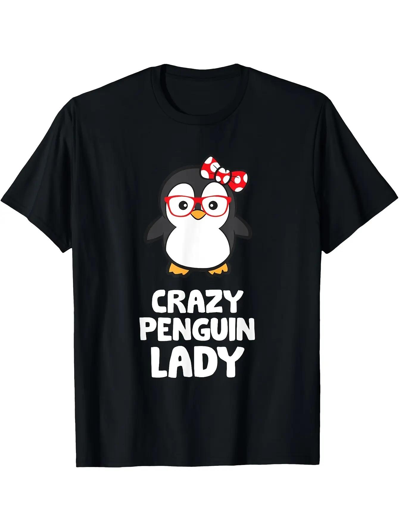 Women'S Penguin T-Shirt, Crazy Penguin Lady Design unisex soft cotton short sleeve t shirt, vintage graphic casual tee for men women teens, perfect birthday holiday gift for camping travel gym daily street  wear