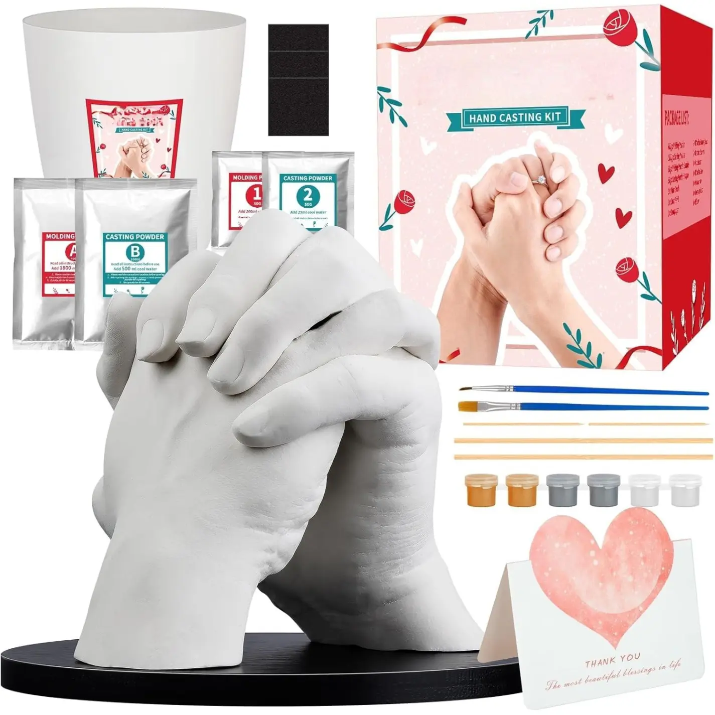 [New Deal]- Hand Casting Kit, Couples with Practice Kit, Hand Mold Kit for Adults & Kids, Romantic Anniversary Wedding Birthday for Her or Him,Boyfriend Girlfriend Unique