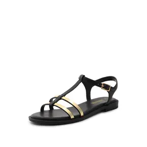 Dream Pairs Women's Metal Buckle Gladiator T-Strap Flat Sandals