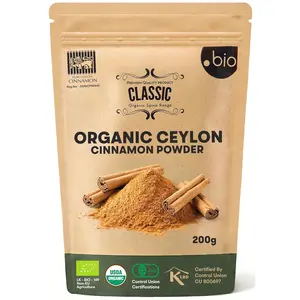 Organic Ceylon Cinnamon Powder | Certified USDA Organic and Kosher| Ceylon Cinnamon Powder Organic from Sri Lanka | Organic Cinnamon Ceylon from Sri Lanka| Premium Quality True Cinnamon Powder | 7 oz (200g) Eco-Friendly Resealable Bag