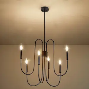 Farmhouse Candle Chandelier  6-Light classic charm + adjustable chain for 8-12ft ceilings