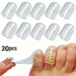 20pcs Silicone Toe Protectors, Breathable Gel Shoe Tips, Flexible Foot Care Accessories, Unisex Odor-Free Toe Covers, Small Toe Anti-Friction Tubes