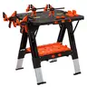 #toolupgrade Pony Portable Folding Work Table, 2-in-1 as Sawhorse & Workbench, 31” W×25” D×25”-35”H, Large Load Capacity with 4pcs Clamps, 4counts Bench Dogs Collapsible Stool
