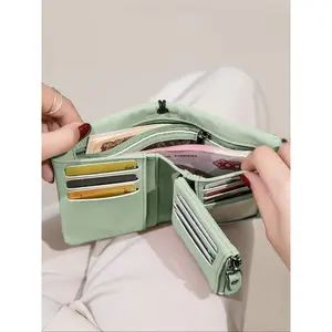 Women's Elegant Minimalist Short Wallet with Wristlet, Casual Versatile Zipper Card Slots Wallet, Trendy Wallet for Daily Use