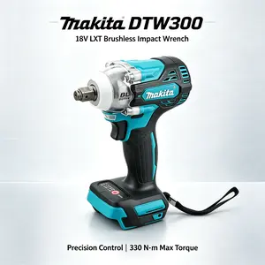 Makita DTW300 Portable Cordless Impact Wrench Features Stable Running Speed And Standard 1/2 Inch Drive Structure, Compact Body With Comfortable Grip, Perfect For Field Operation, Workshop Fastening And Various Heavy Duty Bolt Working Tasks