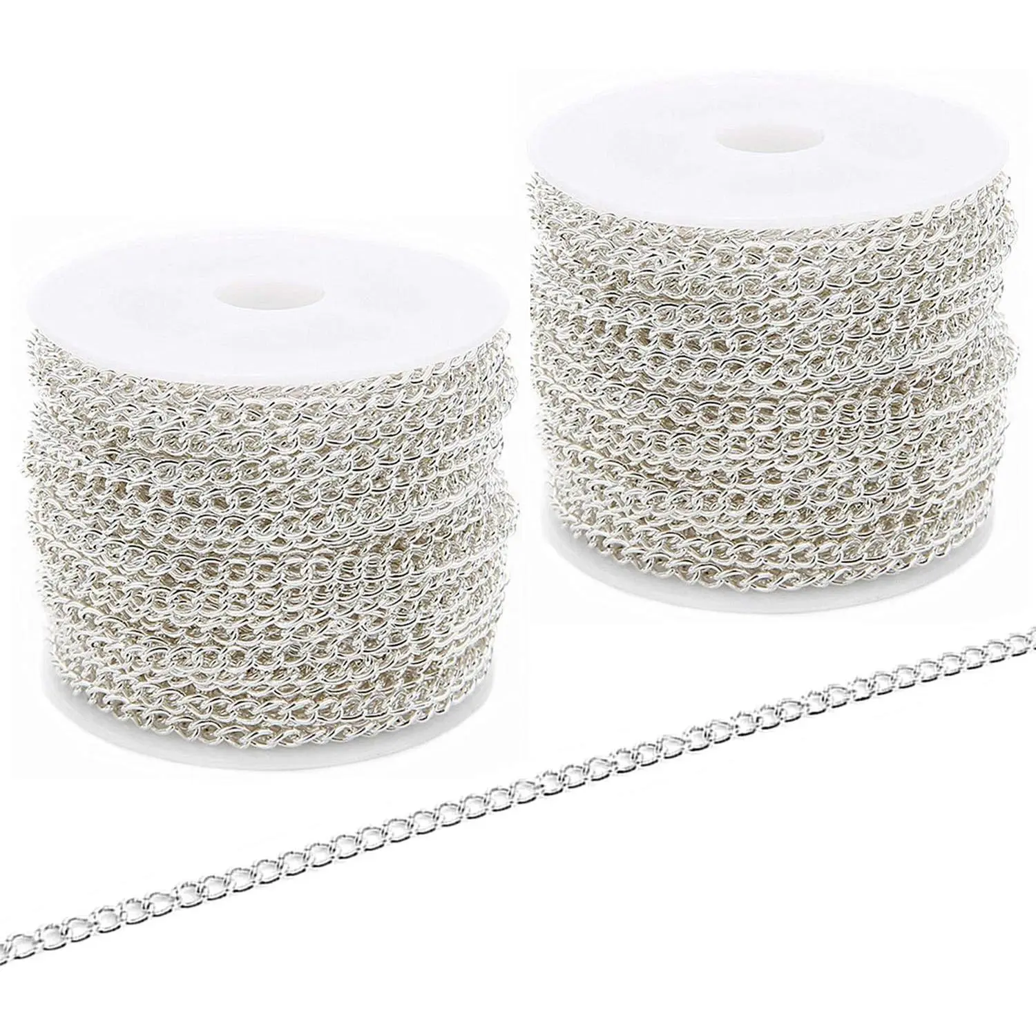 60 Feets /20 Yards Metal  Link Chains, Iron Bulk Curb Chain for DIY Craft  Chain Making, 2 Rolls x 10 Yards ()