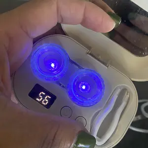 Ultrasonic Contact Lens Cleaner with Vanity Mirror - Rechargeable Portable Case for All Lenses, 2 Modes for Daily Deep Clean