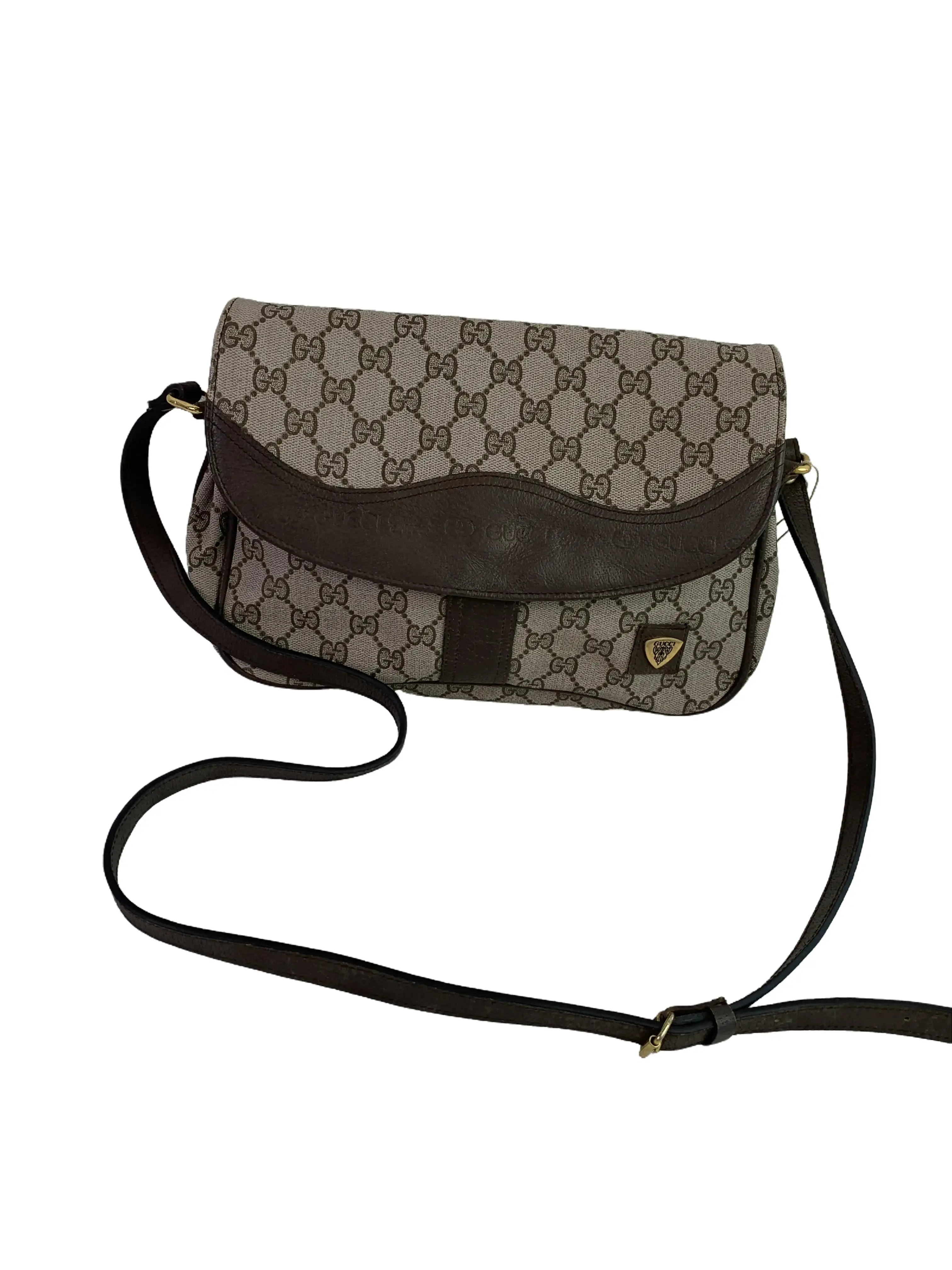 Pre-owned GUCCI Vintage‑Monogram Flap Crossbody Bag/JJ08723866/3866\mc