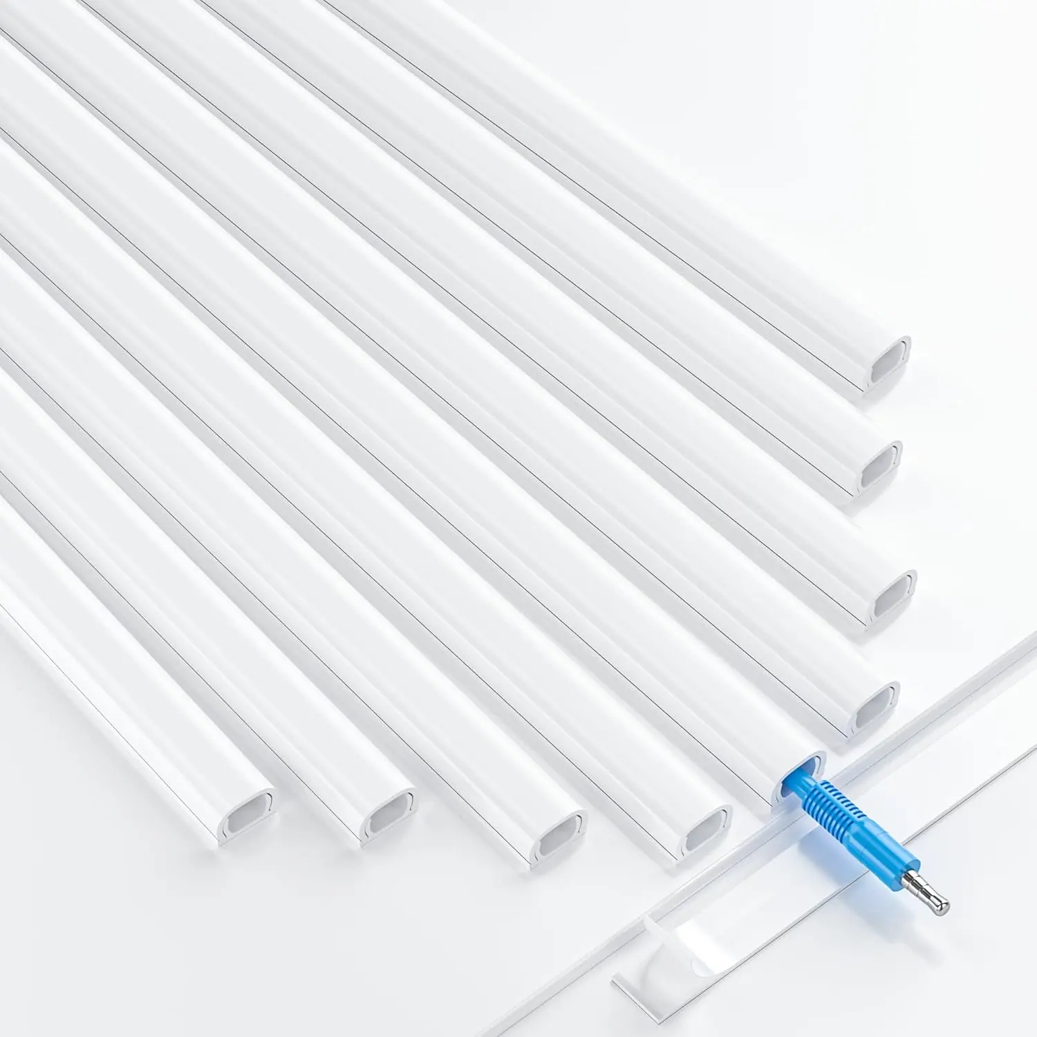 128in Mini Cord Hider for 1 Mini Wire, -Wall Cord Cover , Tape Wire Concealer,  Cover  Management for  Office, W0.5in H0.31in, White