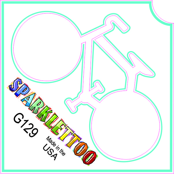 212 MAIN Ruby Red G129 Bicycle-Shaped Glitter Tattoo Stencils - 3-Ply, 1.5x2.3 in, 100-Pack, American Made, FDA Compliant, Safe for Children, Easy to Apply