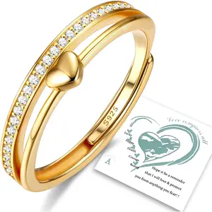 MILACOLATO 925 Sterling Silver Ring for Women Adjustable Thumb Rings Stacking Heart Ring Eternity Wedding Ring Promise Ring CZ Engagement Rings Rose Gold Silver Plated Gold Rings for Women Rings Jewellery