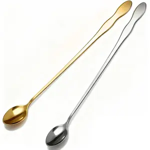 2 PCS Long Coffee Spoons,7.8 Inch Coffee Stirrers,Ice Tea Spoons,Stainless Steel Iced Tea Spoon for Coffee Bar Accessories Tea Mixing Cocktail Stirring Coffee Milkshake Cold Drink (7.8 inch)
