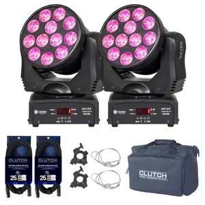 (2) ColorKey CKU-5039 Mover Wash HEX 12 Moving Head Wash Lights with Carrying Bag Package