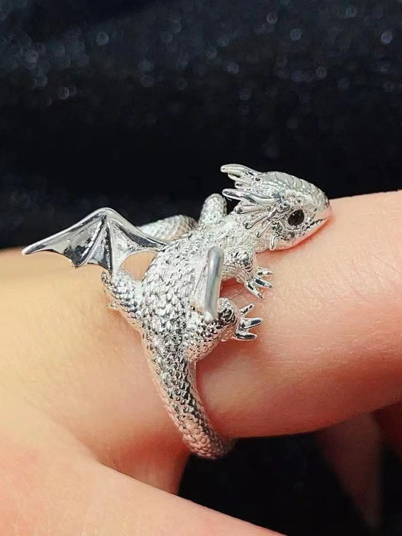 Dragon Ring,Dragon Wrap Ring,A Stylish And Elegant Dragon-Shaped Ring Black Dragon, Fashion Ring, Adjustable, One Size Fits All, Open Band, Fantasy, Witchy Jewelry, For Teenager, Adjustable Rings