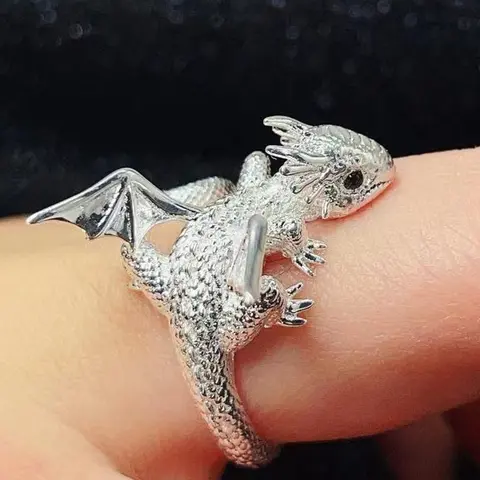 Dragon Ring,Dragon Wrap Ring,A Stylish And Elegant Dragon-Shaped Ring Black Dragon, Fashion Ring, Adjustable, One Size Fits All, Open Band, Fantasy, Witchy Jewelry, For Teenager, Adjustable Rings