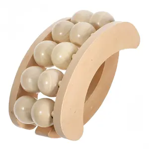 Wood Handheld Massage Ball Roller Deep Tissue Muscle Massager for Back Neck Legs Arms Full Body Portable for Athletes Physical Therapy