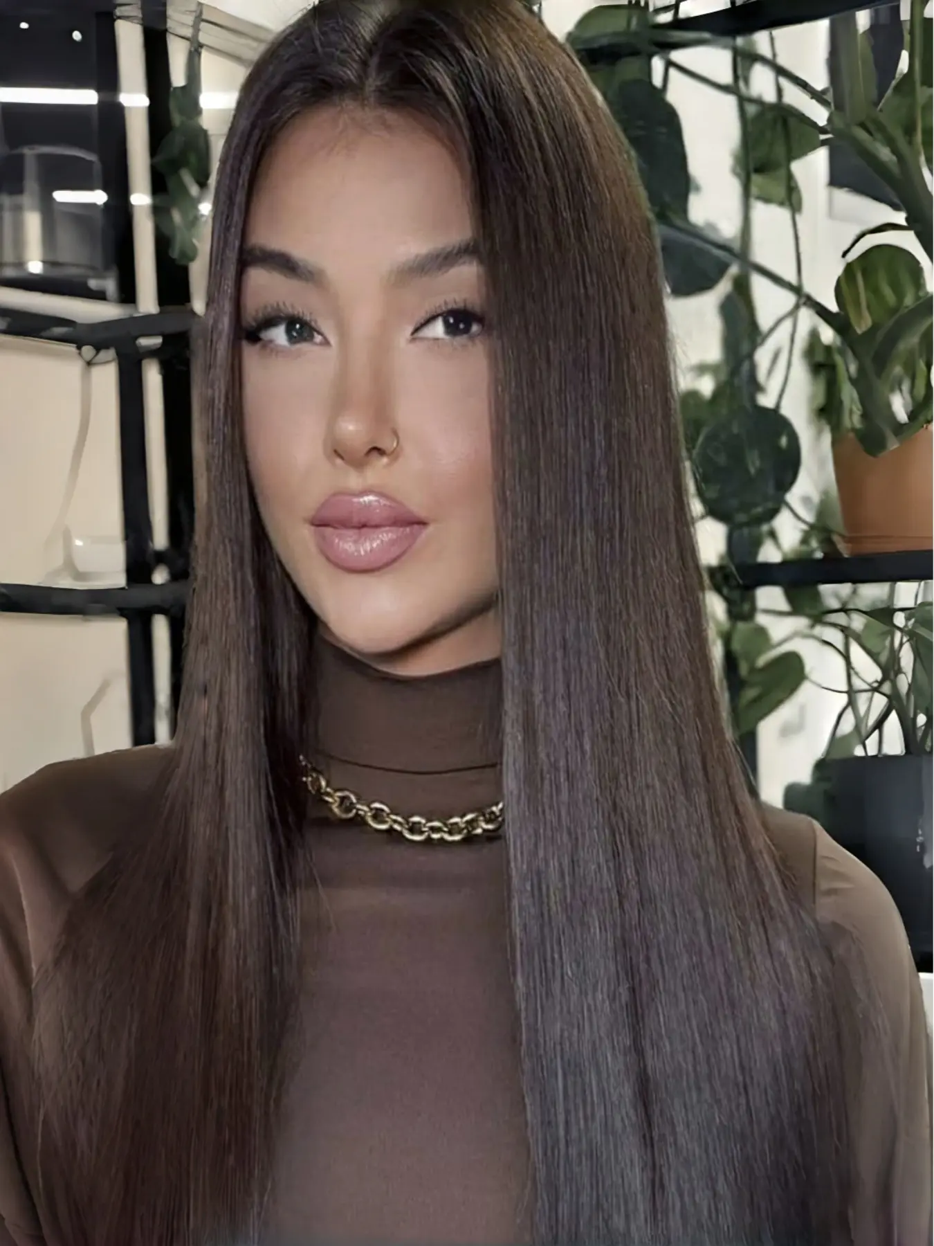 Tea Color Wig Natural Long Straight Hair Fiber Cap, Realistic Looking Synthetic Human Hair Extensions, Comfortable Daily Wear Synthetic Material Wigs, Synthetic Smooth Wig