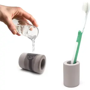 Mini Toothbrush Holders for Bathrooms - Diatomite Quick-Dry Organizer, Compact Portable Toothbrush Holder for Countertop, Shower & Travel Storage