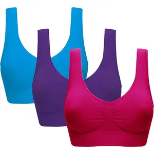 Women's 3 Pack Seamless Comfortable Sports Bra with Removable Pads