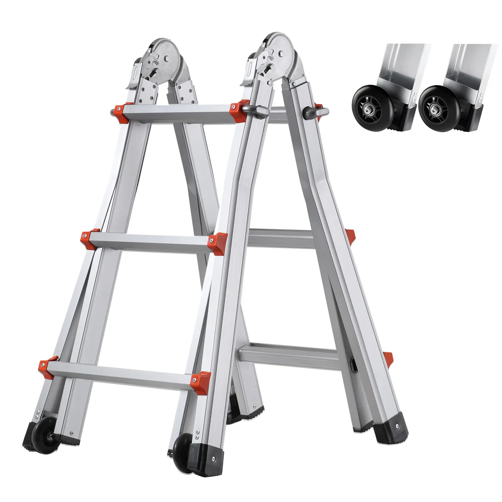 Spring new arrivals Telescoping Ladder A Frame, 10 FT Compact Aluminum Extension Ladder, Multi-Function Portable Collapsible RV Ladder, Telescopic Ladder for Homework Stairs Indoor Outdoor Roof, 330lb Load