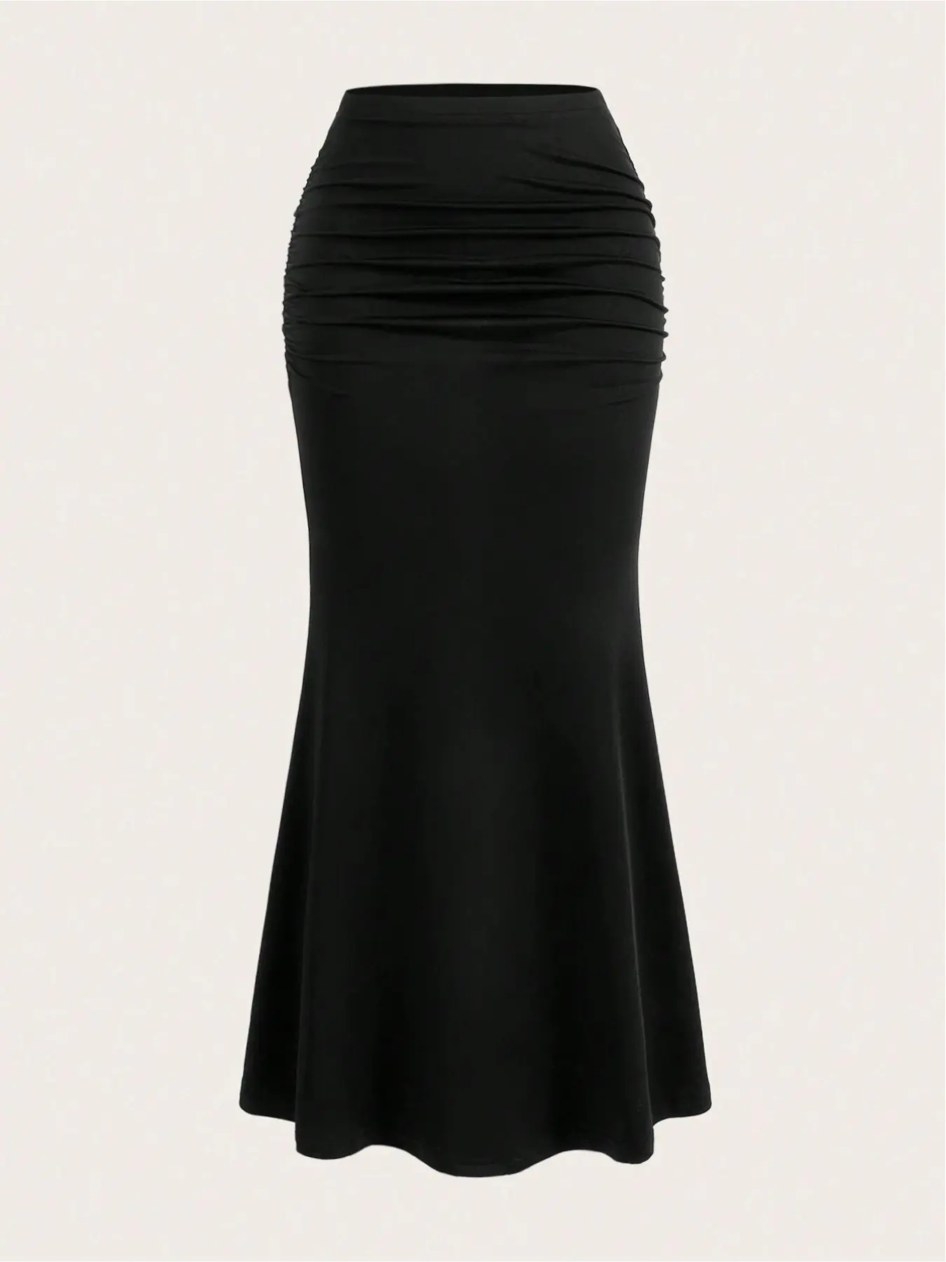 Women's Fitted Solid Color Pleated Mermaid Maxi Skirt Set Elegant Chic Style - New Long Skirt Design Perfect for Autumn and Winter Bottoms Fabric