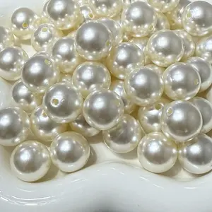 20mm Pearl Beads for Crafting - Ivory Color Round Beads Ideal for DIY Projects and Craft Supplies