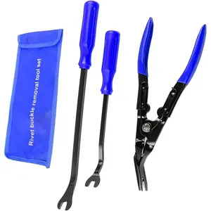 3 count Auto Clip Pliers Set and Fastener Remover,  Trim   Tool Kit with Storage Bag, Door Panel Upholstery Fastener Rivet Remover Kit,  Accessories (Blue)